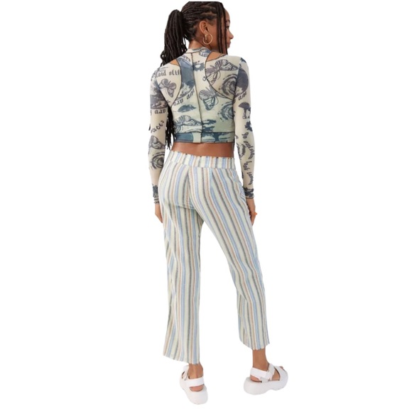 UO Anya Yarn-Dyed Trouser Pant Blue Multi Size 8 - Picture 4 of 4